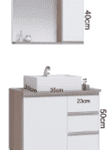 Conjunto Gabinete Banheiro Completo Prisma 60cm Branco