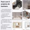 pack 5 projetos de banheiro lista de materiais + planos de corte de marcenaria