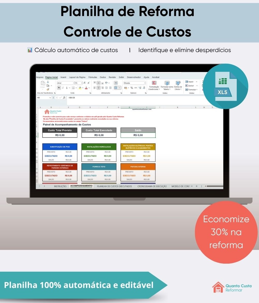 planilha de reforma controle de custos
